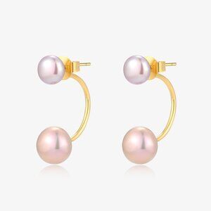 Lyra Earrings Double Fresh Water Pearl Earrings Jacket Design